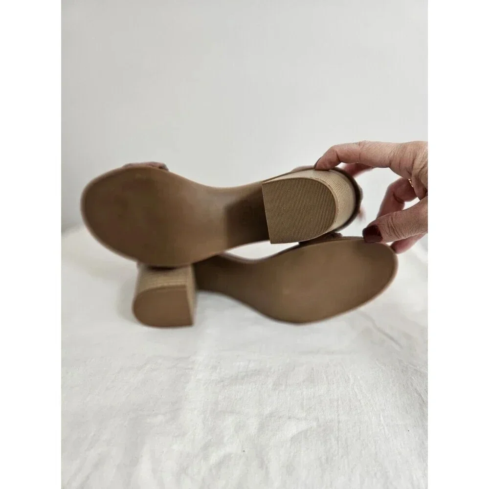 BASS Perri Sandals Womens Size 9M Brown Chunky Heel Ankle Strap Braided - Picture 8 of 11